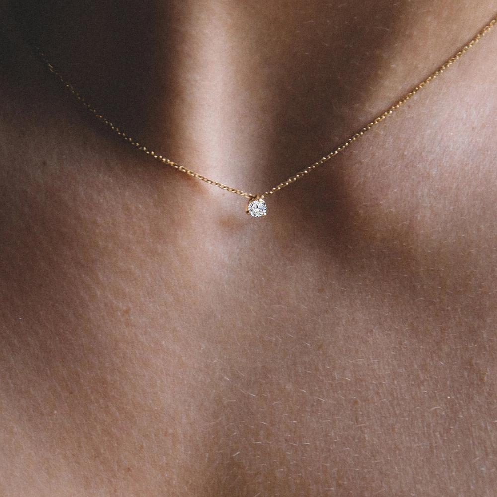 Branch White Diamond Solitaire Gold Necklace (Special Order)